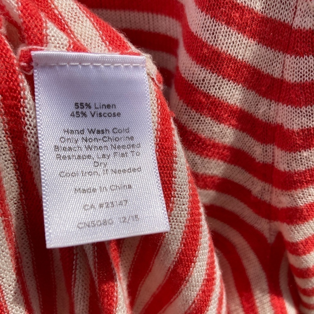Women's Talbots Sweater Orange Striped NO TAGS Crew Vibrant Fall Linen Light - Picture 5 of 11